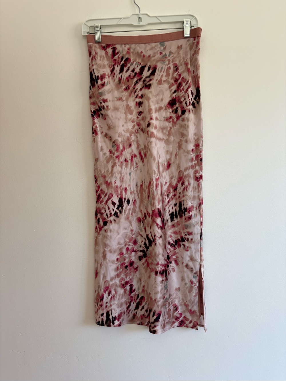 Cami NYC 100% Silk Pink Raven Blush Midi Slip Skirt Tie Dye Boho Dainty Y2K XS